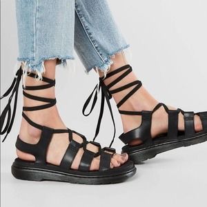 NEW Dr. Martens Sandals Kristina Ghillie Oilie Gladiator Womens 8 LaceUp Leather